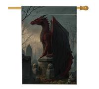 Bandiera gotica da giardino con drago di Halloween, decorazione per esterni, bandiera da giardino in iuta su entrambi i lati, per decorazioni spettrali per feste spettrali, 71 x 101 cm
