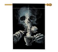 Bandiera gotica da giardino con teschio e rosa, bandiere per esterni in bianco e nero, bandiera bifacciale in iuta per decorazione della casa e del prato, 71,1 x 101,6 cm