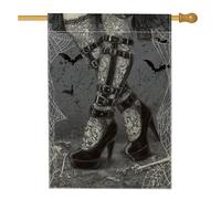 Bandiera gotica da giardino di Halloween, pizzo nero tacchi alti ragnatela decorazione per esterni, bandiera in iuta su entrambi i lati, decorazione per cortile, feste di vacanza, decorazione per