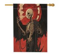 Bandiera gotica della casa del mietitore triste di Halloween, 71,1 x 101,2 cm, double face, per decorazione esterna, horror spaventoso scheletro frontyard bandiera per la casa, teschio raccapricciante