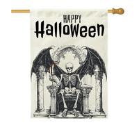 Bandiera gotica della casa del mietitore triste di Halloween, 71,1 x 101,2 cm, double face, per decorazione esterna, horror spaventoso scheletro pipistrello frontyard bandiera per la casa, teschio