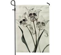 Bandiera gotica primaverile estiva da giardino, decorazione vintage con teschio floreale per esterni, tela double-face, decorazione per prato, 30,5 x 45,7 cm
