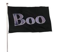 Bandiera gotica raccapricciante nera con scritta Boo su una bandiera gotica da esterno da 1,5 x 1,5 m, decorazione per cortile, portico, prato, fattoria