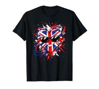 Bandiera Gran Bretagna Cuore Cartoon Britannico Maglietta