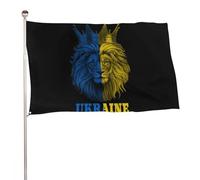 Bandiera grande per esterni a tema Re Leone Ucraina - Decorazioni per feste - 60x90 cm