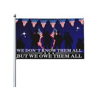Bandiera "Grazie Veterani" 3x5 - Striscione patriottico per giardino, "Non li conosciamo tutti, ma li dobbiamo tutti" Decorazione per esterni