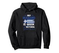 Bandiera Greca con Scritta in Lingua Inglese My Husband Is Greek Nothing Scares Me Felpa con Cappuccio