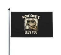 Bandiera Grumpy Frog More Coffee Less You per la stanza degli adolescenti, bifacciale, bandiere popolari per il portico 3x5 piedi, arazzo Grumpy Frog More Coffee Less You per l'aula