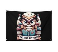 Bandiera "Gufo Leggi Tutto!", 3x5 piedi, striscione da giardino con 4 fori, decorazione per interni ed esterni.