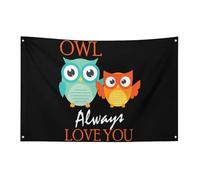Bandiera "Gufo ti amo", 3x5 piedi, striscione da giardino con 4 fori, decorazione per interni ed esterni.