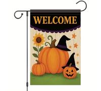 Bandiera Halloween Fall Pumpkin Witch Hat bandiera di benvenuto tutte le