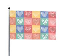 Bandiera Hand Painted Colorful Heart Seamless Pattern Bandiera In Poliestere Resistente Alle Intemperie Tessuto Da Esterno Striscione All'Aperto, Per Feste Estive, Celebrazioni, 122x183 cm