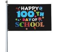 Bandiera Happy 100Th Day Of School Bandiera In Poliestere Decorazione Colori Vivaci Striscione All'Aperto, Per Feste Estive, Eventi, Giardino, 90x150cm