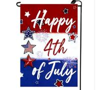 Bandiera Happy 4Th Of July Fireworks Stard Independence Day Bandiere Da Giardino Con Occhielli Resistente Alle Intemperie Bandierine Per Balcone Interno Esterno 70X102Cm
