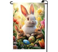 Bandiera Happy Easterd Flower Butterfly Eggs Bunny Mother'S Day Easter Bandiere Durevole Con Occhielli Flag Per Parata All'Aperto Celebrazione 70X102Cm