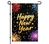 Bandiera Happy New Year Con 2 Occhielli Bandiera Pace Robuste Segnali Da Giardino Per Piantone Prato Domestiche 12X18 Inch