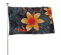 Bandiera hawaiana con fiori tropicali, 89 x 150 cm, stampa su entrambi i lati, bandiera decorativa da giardino, non sbiadisce, con occhielli in ottone, sfondo fotografico da appendere, per interni ed