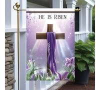 Bandiera He Is Risen Easter Christianty With Lilies Religious In Poliestere Decorazione Striscione All'Aperto, Per All'Aperto Al Coperto, Eventi, Feste Strada, 30x45cm