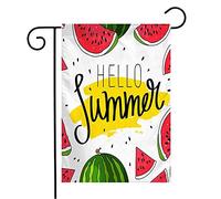 Bandiera Hello Summer Inscription On Watermelon Signs Joy Symbols Fruit Food Drink Fashion Contour Season Tessuto Da Esterno Bandiera In Poliestere, Per Feste Estive, Celebrazioni, 30x45cm