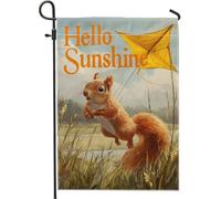 Bandiera Hello Sunshine Squirrel Yellow Kite Spring Bandiera Della Brezza Colori Vivaci Striscione All'Aperto, Per Feste Strada, Celebrazioni, Feste Estive, 30x45cm