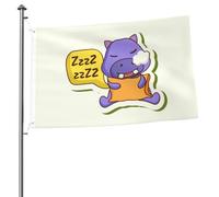 Bandiera Hippo Greeting Stickers Stagione Bandiera Resistente Alle Intemperie Prova Di Sbiadimento Striscione All'Aperto, Per Feste Estive, Eventi, Giardino, 90x150cm