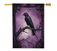 Bandiera horror gotica per Halloween, 71 x 101 cm, double face, decorativa per esterni, vintage, gotica, spaventosa, rosa, corvo, bandiera, casa, raccapricciante, piccola bandiera da giardino