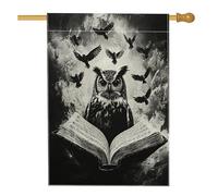 Bandiera horror per la casa del gufo di Halloween, 71 x 101 cm per esterni, bandiera vintage magica spaventosa standard verticale in lino per la casa, raccapricciante cortile cortile modello bandiera