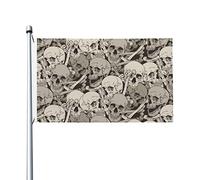 Bandiera Human Skulls And Bones Bandiera Pirata Decorazione Colori Vivaci Striscione All'Aperto, Per Balcone, Giardino, Feste Strada, 90x150cm