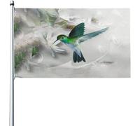 Bandiera Hummingbird Gathering Honey Green Blue Gray Summer Bandiera In Poliestere Rinforzata Decorazione Striscione All'Aperto, Per Balcone, Celebrazioni, All'Aperto Al Coperto, 90x150cm