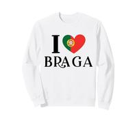 Bandiera I Love Braga del Portogallo a Forma di Cuore Felpa