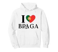 Bandiera I Love Braga del Portogallo a Forma di Cuore Felpa con Cappuccio