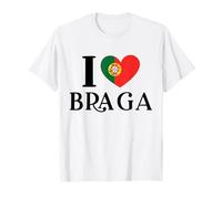 Bandiera I Love Braga del Portogallo a Forma di Cuore Maglietta