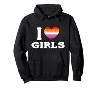Bandiera I Love Girls Lesbian Pride Heart Felpa con Cappuccio