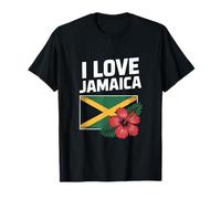 Bandiera I Love Jamaica Hibiscus Flower Pride Maglietta