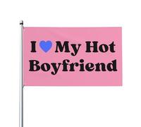Bandiera I Love My Hot-Boyfriend Rosa 3x5 I Heart My B..F Bandiera per San Valentino Compleanno 3x5 Arazzo Cartello da giardino per esterni Divertente bandiera da cortile con 2 occhielli Banner