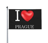 Bandiera I Love Praga Bandiere popolari su entrambi i lati Banner esterno per camera delle ragazze 3x5 Ft, Arazzo I Love Praga per dormitorio