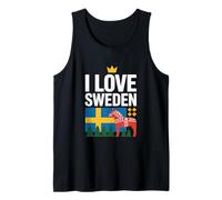 Bandiera I Love Sweden Dala Horse Trees Canotta