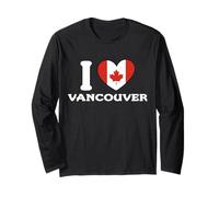 Bandiera I Love Vancouver Canada a Forma di Cuore Maglia a Manica