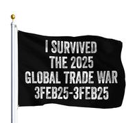 Bandiera I Survived The 2025 Trade War 3Feb25 Bandiere Resistente Alle Intemperie,Rinforzo Bandierine Della Decorazione Per Balcone Conferenza Ristoranti 90X150Cm