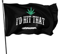 Bandiera I'D Hit That Marijuana 420 Pot Weed Stoner Stagione Bandiera Tessuto Da Esterno 2 Occhielli Metallici Striscione All'Aperto, Per Giardino, All'Aperto Al Coperto, Balcone, 90x150cm