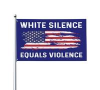 Bandiera "Il silenzio bianco equivale alla violenza", 90x150 cm, ideale per decorare casa, giardino e cortile.