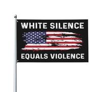 Bandiera "Il silenzio bianco equivale alla violenza", 90x150 cm, ideale per decorare casa, giardino e cortile.