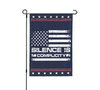 Bandiera "Il silenzio è complicità" Liberal Democratico Libertà Uguali Diritti Bandiere da giardino 12 * 18 pollici Stendardo bifacciale Senza asta
