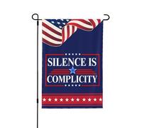 Bandiera "Il silenzio è complicità" Liberal Democratico Libertà Uguali Diritti Bandiere da giardino 12 * 18 pollici Stendardo bifacciale Senza asta