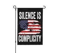 Bandiera "Il silenzio è complicità" Liberal Democratico Libertà Uguali Diritti Bandiere da giardino 12 * 18 pollici Stendardo bifacciale Senza asta