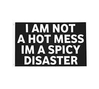 Bandiera I'M Not A Hot Mess I'M A Spicy Disaster Bandiera Militare 2 Occhielli Metallici Resistente Alle Intemperie Striscione All'Aperto, Per Feste Estive, Balcone, Feste Strada, 90x150cm