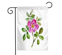 Bandiera In Flower White Wild Drawing Flower Leaves Watercolor Pink Botanical Objects Painting Flower Decorazione Stagione Bandiera, Per Balcone, Celebrazioni, 30x45cm