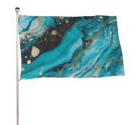 Bandiera in marmo blu turchese oro 152,4 x 243,8 cm stampato su entrambi i lati bandiera da giardino bandiera decorativa non sbiadisce bandiera da cortile con occhielli in ottone da appendere sfondo