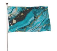 Bandiera in marmo blu turchese oro 61 x 88,9 cm bandiera da giardino stampata su entrambi i lati bandiera decorativa non sbiadisce bandiera da cortile con occhielli in ottone da appendere sfondo