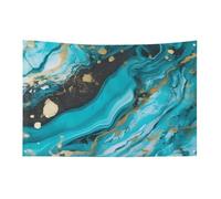 Bandiera in marmo blu turchese oro 61 x 88,9 cm nessuna dissolvenza bandiera di benvenuto giardino cortile casa bandiere decorative giardino cortile cartello interno esterno banner festa decorazione